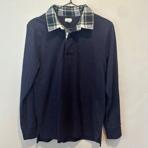 Crewcuts Boys Navy Plaid Collared Shirt XL 12/14 Long Sleeve